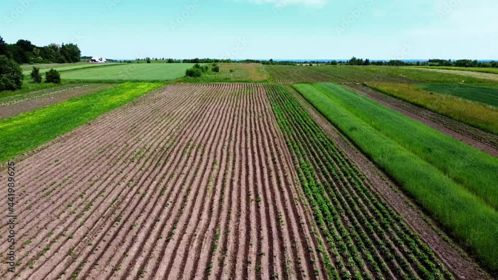 Aerial drone view of a flying over the rural agricultural landscape. Aerial drone view of a flying over the rural agricultural landscape.