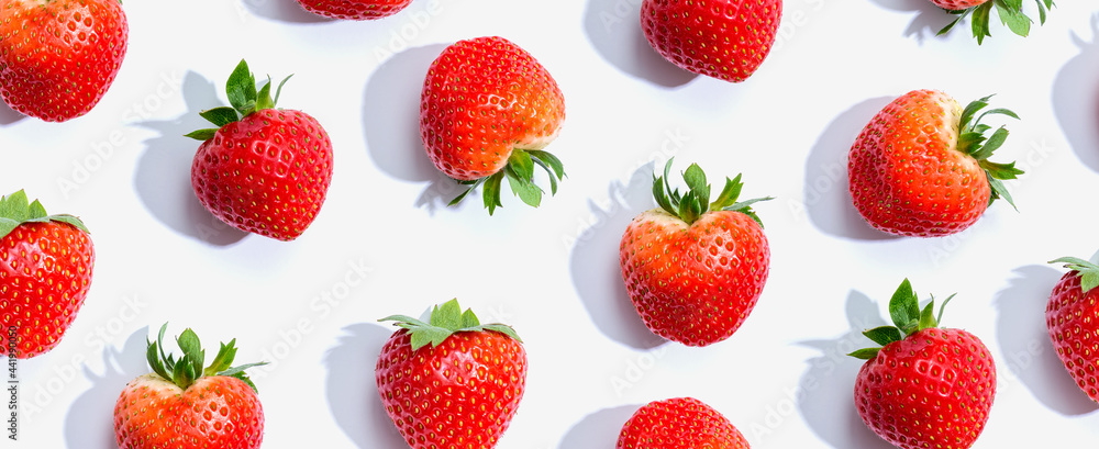 Fresh red strawberries overhead view Fresh red strawberries overhead view
