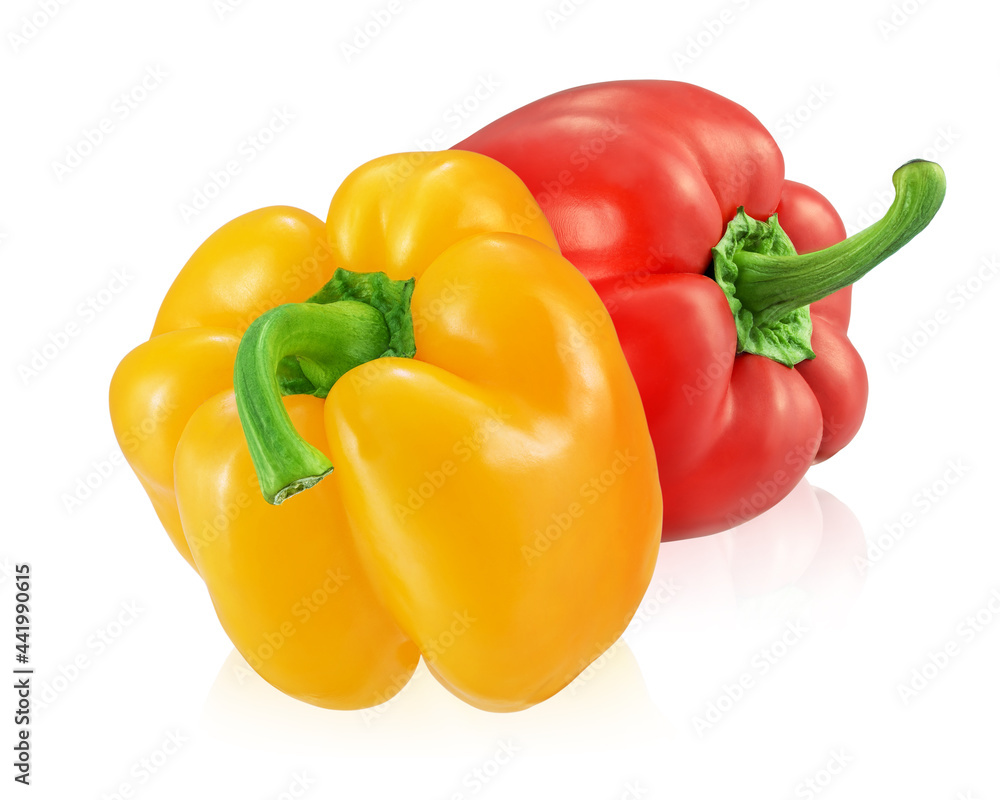 Two bell peppers isolated on white background.