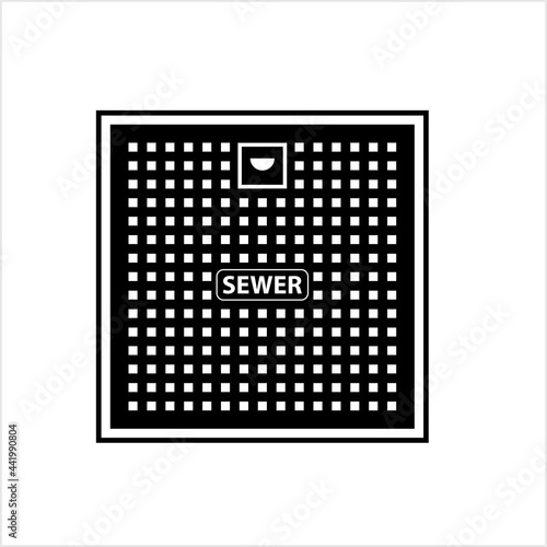 Manhole Cover Icon, Maintenance Hole Cover Icon, Sewer Cover Icon