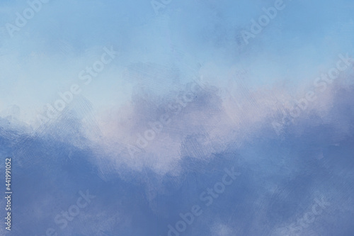 Abstract airy light blue oil painting background with brush strokes. High resolution full frame digital oil painting on canvas. Painting done by me.