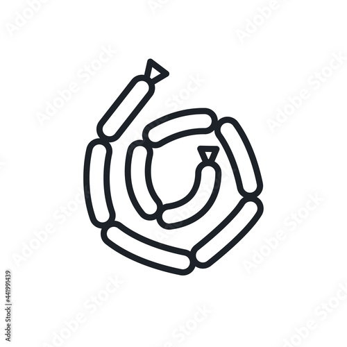 Sausages icon. Vector isolated linear icon contour shape outline. Thin line. Modern glyph design. Meat products. Food ingredients