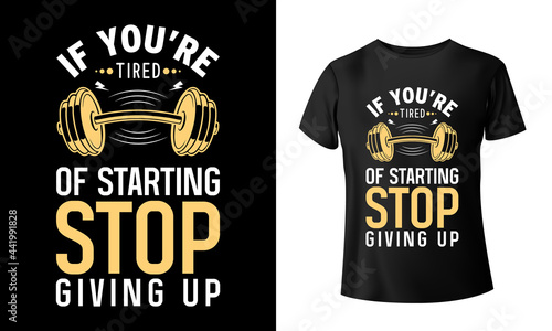 Exclusive Print ready & colorful fitness t shirt design or gym t shirt design for boys and girls, Ai file, vector file. black t shirts, typography t shirt
