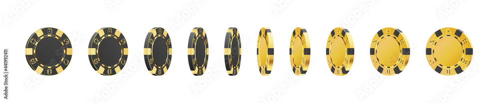 Gambling game, casino 3d chips. Rotating poker chips Gambling game, casino 3d chips. Rotating poker chips