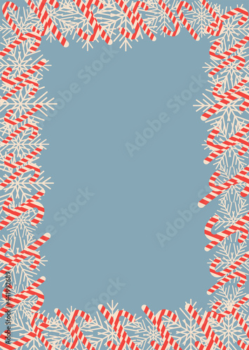 Fabulous winter.illustration of Christmas plants frame. Drawing for a postcard, poster