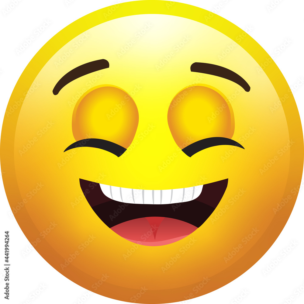 Modern Smileys Emoticons Emoji icons illustration with a happy face, smiley open mouth with eyes closed