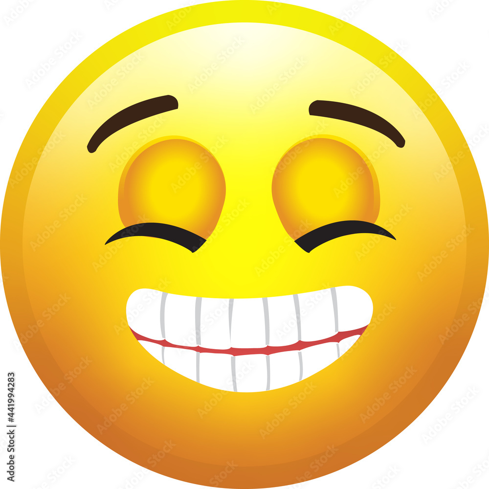 Modern Smileys Emoticons Emoji icons illustration with a happy face, smiley open teeth with eyes closed Modern Smileys Emoticons Emoji icons illustration with a happy face, smiley open teeth with eyes closed
