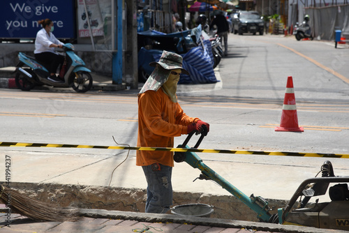 Bauarbeiter in den Strassen von Bangkok
