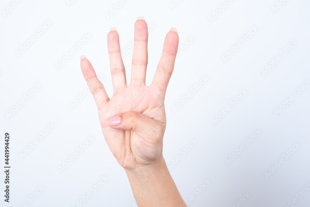 hands isolated on white background showing number 4 hands isolated on white background showing number 4