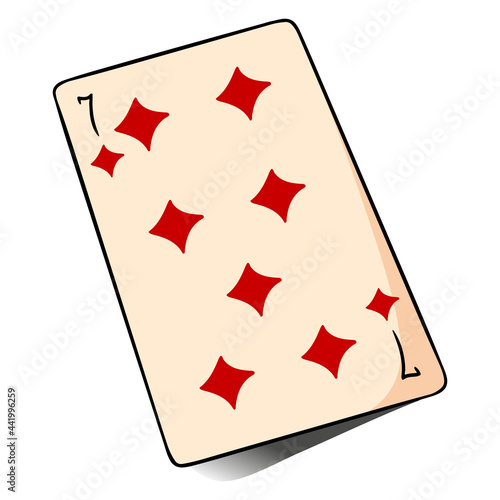 Gambling. Playing card. Casino, luck, fortuna. Seven of tambourines.