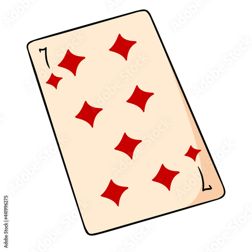 Gambling. Playing card. Casino, luck, fortuna. Seven of tambourines.