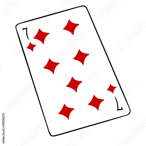 Gambling. Playing card. Casino, luck, fortuna. Seven of tambourines.