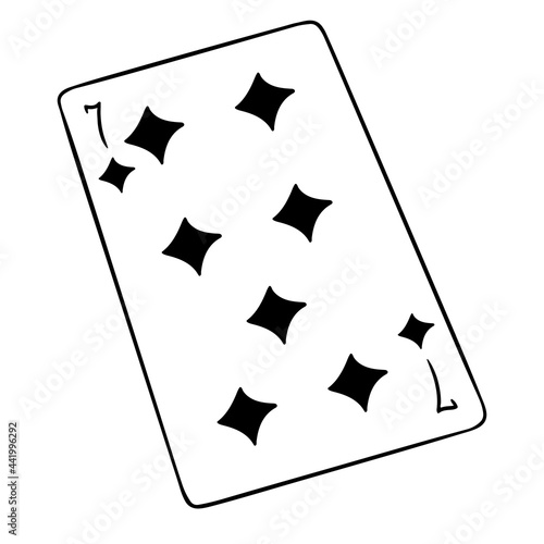Gambling. Playing card. Casino, luck, fortuna. Seven of tambourines.