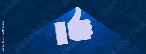 Rising thumbs-up sign social media marketing follow banner background cover illustration
