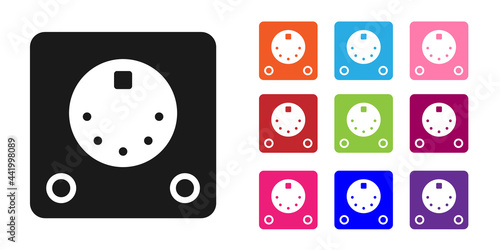 Black Drum machine icon isolated on white background. Musical equipment. Set icons colorful. Vector