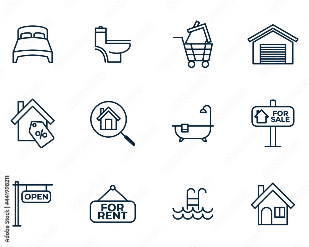 Real Estate elements set icon symbol template for graphic and web design collection logo vector illustration Real Estate elements set icon symbol template for graphic and web design collection logo vector illustration