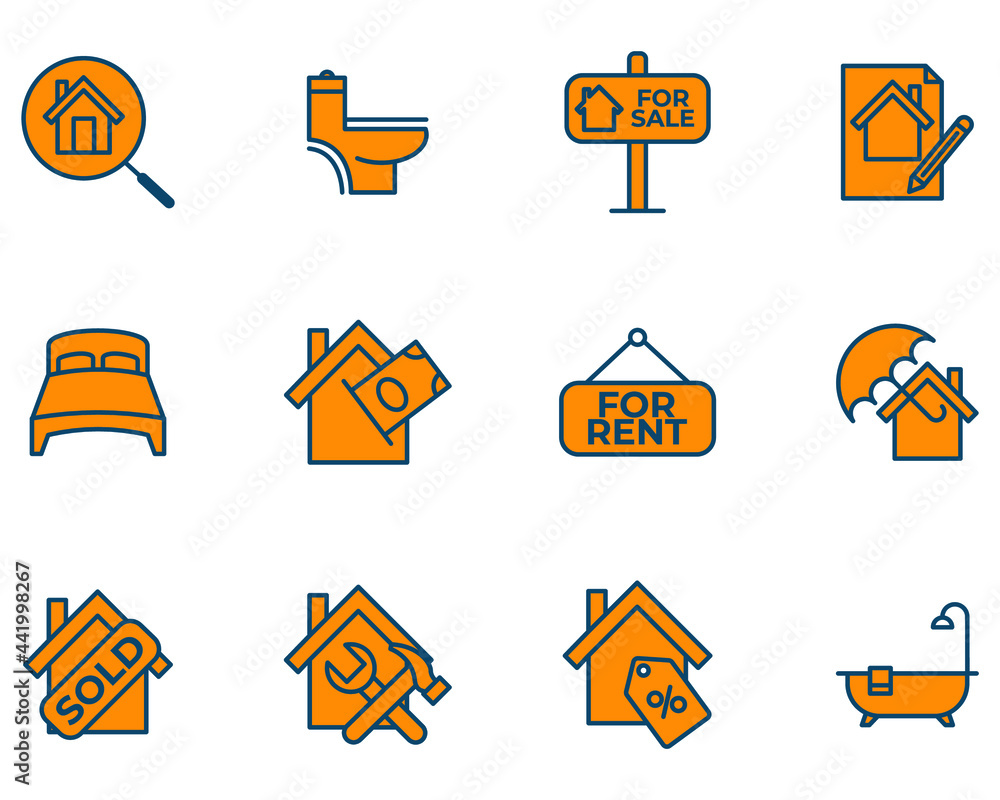 Real Estate elements set icon symbol template for graphic and web ...