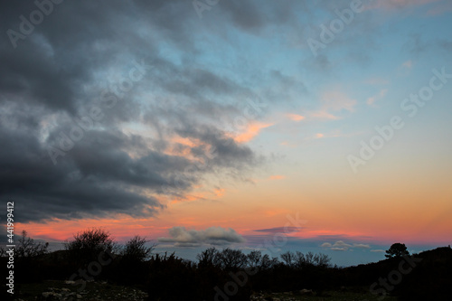 Winter sunset in Ports de Beseit, Tarragona, Spain