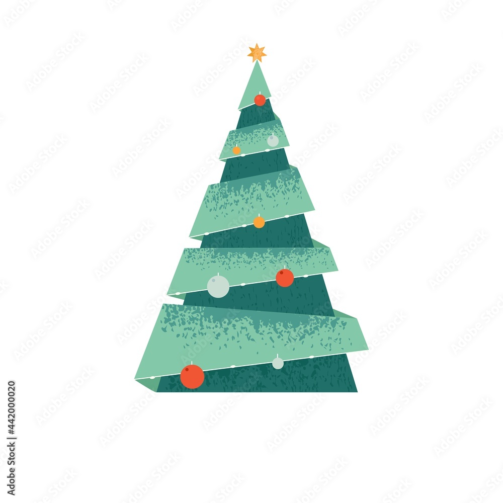 Christmas greeting with tree, background flat design Christmas greeting with tree, background flat design