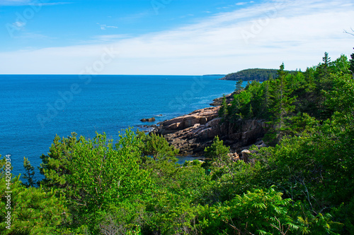 Beautiful scenery of coastal Maine with a blue ocean and sunny skies -02