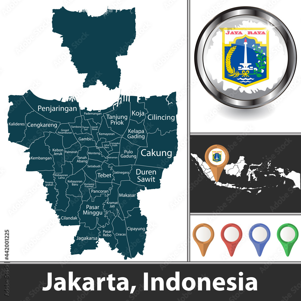 Map of Jakarta, Indonesia Stock Vector | Adobe Stock
