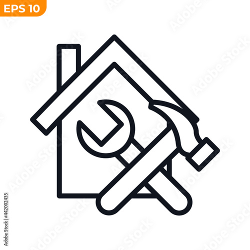 renovation house icon symbol template for graphic and web design collection logo vector illustration
