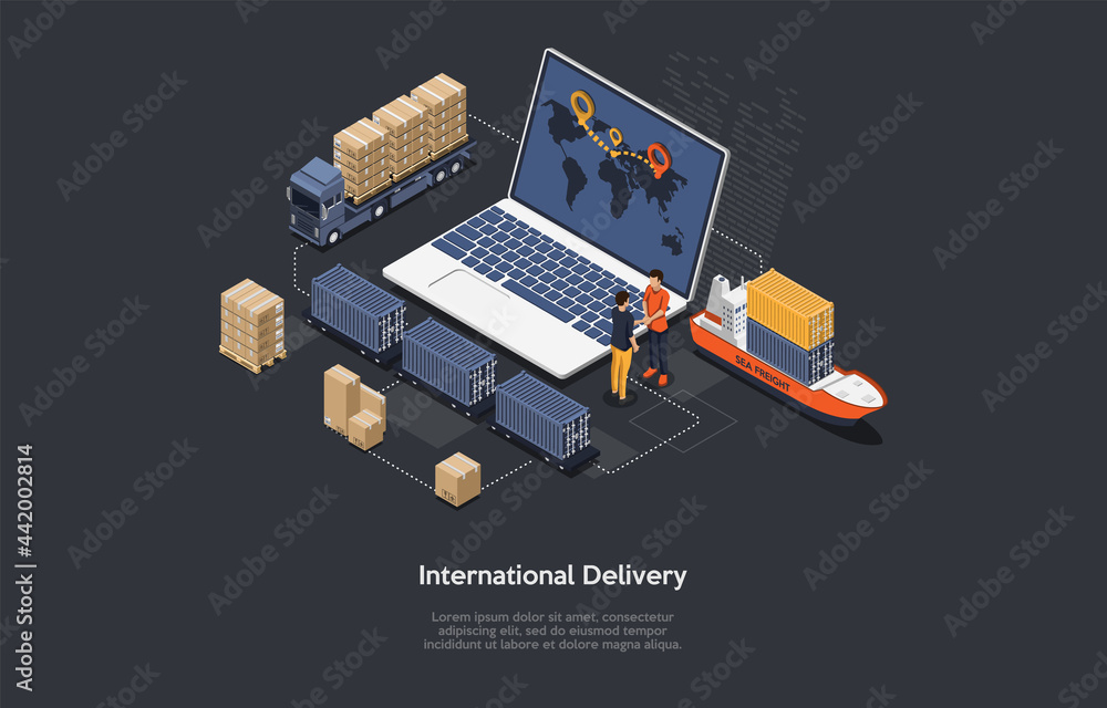 International Delivery Concept Vector Illustration With Writing ...