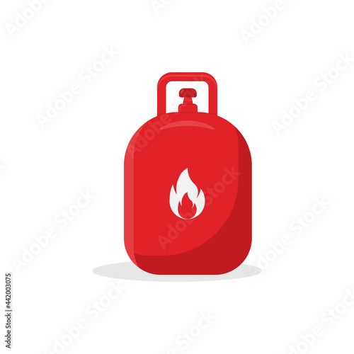 Gas tank icon in flat style. Propane cylinder pressure fuel gas lpd isolated on white background.