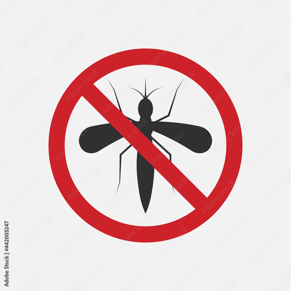NO mosquito sign.Vector illustration isolated on white background. NO mosquito sign.Vector illustration isolated on white background.