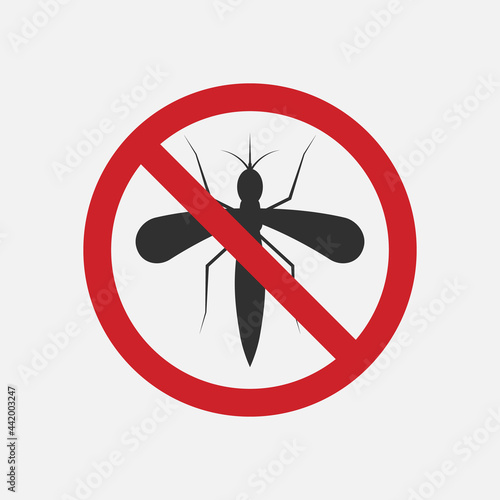 NO mosquito sign.Vector illustration isolated on white background.