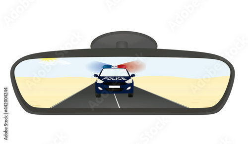 Car rear view mirror. vector illustration