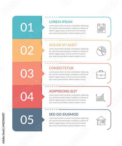 Infographic template with 5 steps, workflow, process chart