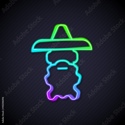 Glowing neon line Wizard warlock icon isolated on black background. Vector