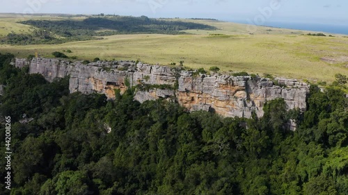 Magnificent aerial views of grasslands, swamp forests and forested ravines of the Mkambati Nature Reserve, Eastern Cape, South Africa photo