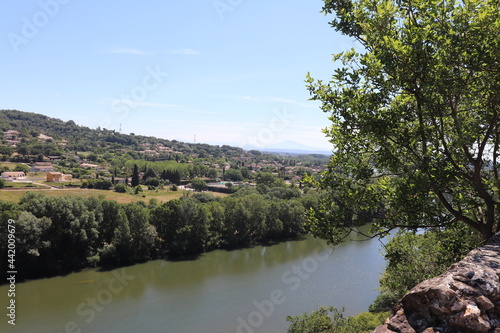 La riviere Ardeche vue depuis le village de Aigueze  village de Aigueze  departement du Gard  France