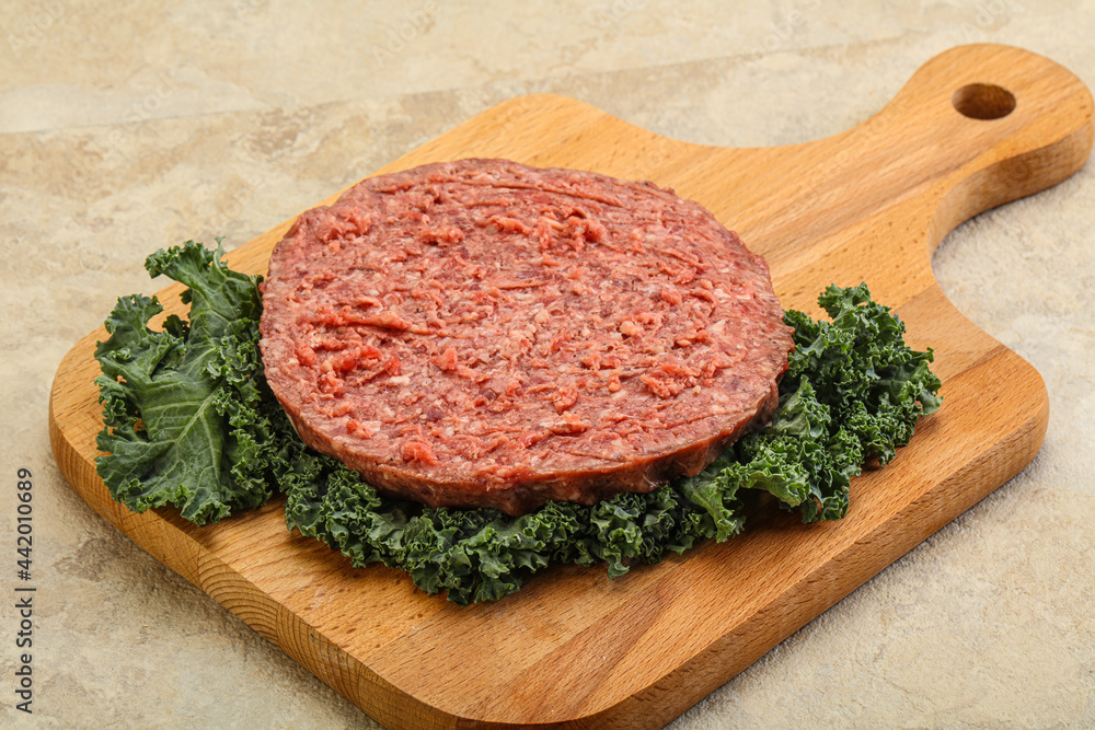 Raw beef burger cutlet for burger Raw beef burger cutlet for burger