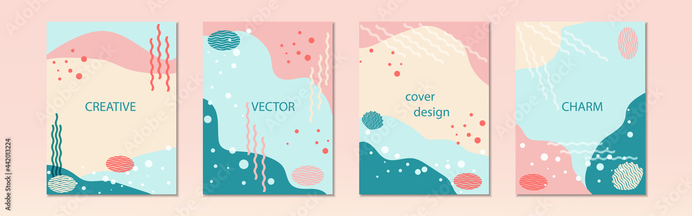 Set of abstract  summer sea backgrounds in a minimalist style