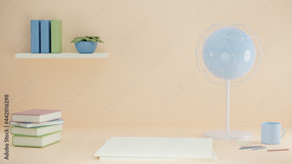 3d render of still life with books and lamp on a table prepared for education
3d render of still life with books and lamp on a table prepared for education