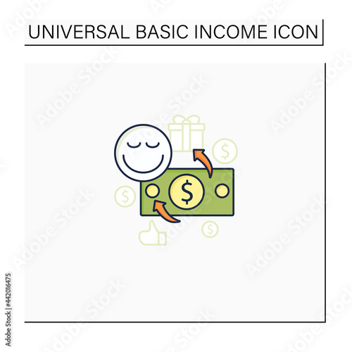 Unconditional payment color icon. Mandatory contribution. Profitable investment. Universal basic income concept. Isolated vector illustration