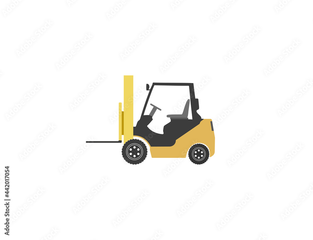 Fork truck, forklift, transport icon. Vector illustration. Flat design.
