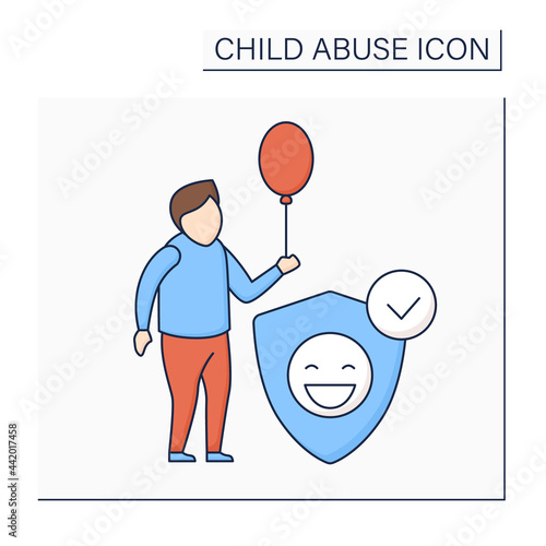 Protective services color icon. Child protective agency. Supported place. Care. Child abuse concept. Isolated vector illustration