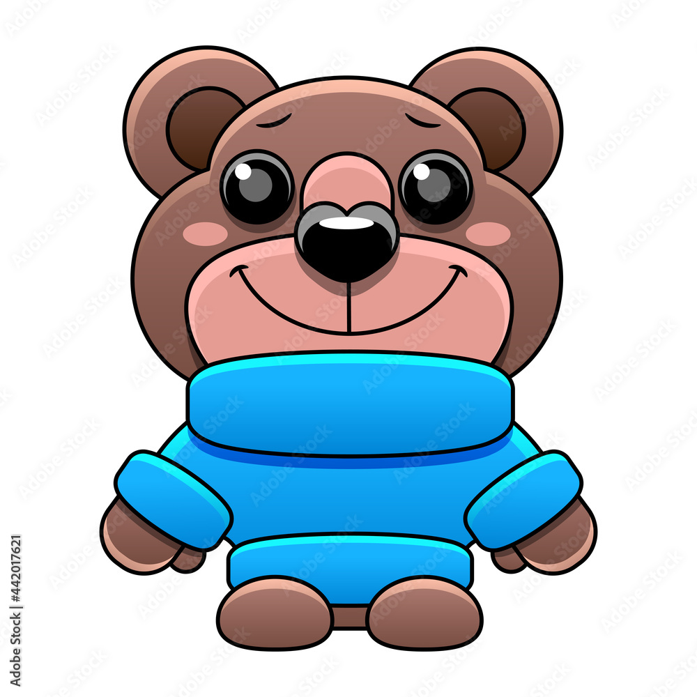 Toy teddy bear in a green sweater with white heart isolated Toy teddy bear in a green sweater with white heart isolated