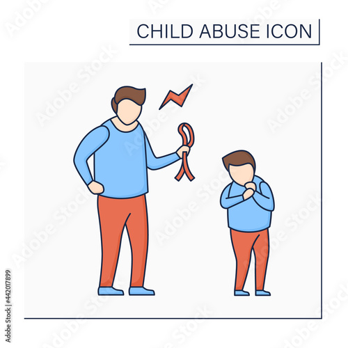 Physical abuse color icon. Physical harm, injury. Aggressive punishment to discipline. Serious emotional harm. Child abuse concept. Isolated vector illustration