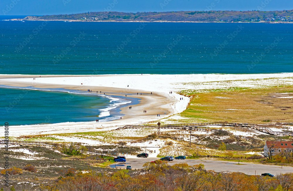 Overview of the Crane Beach, a fourmile expanse of pristine, white