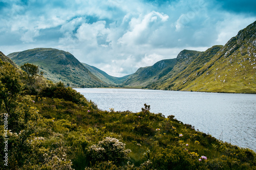 A view of lough Beagh and the Derryveagh mountains in Glenveagh national park, in Donegal, Ireland photo