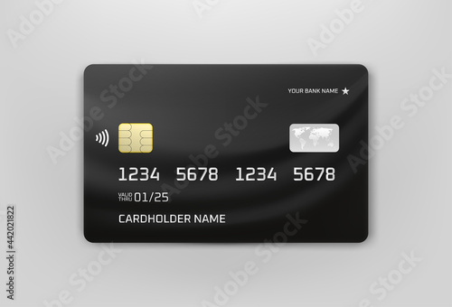 Modern VIP bank card with world map vector mockup