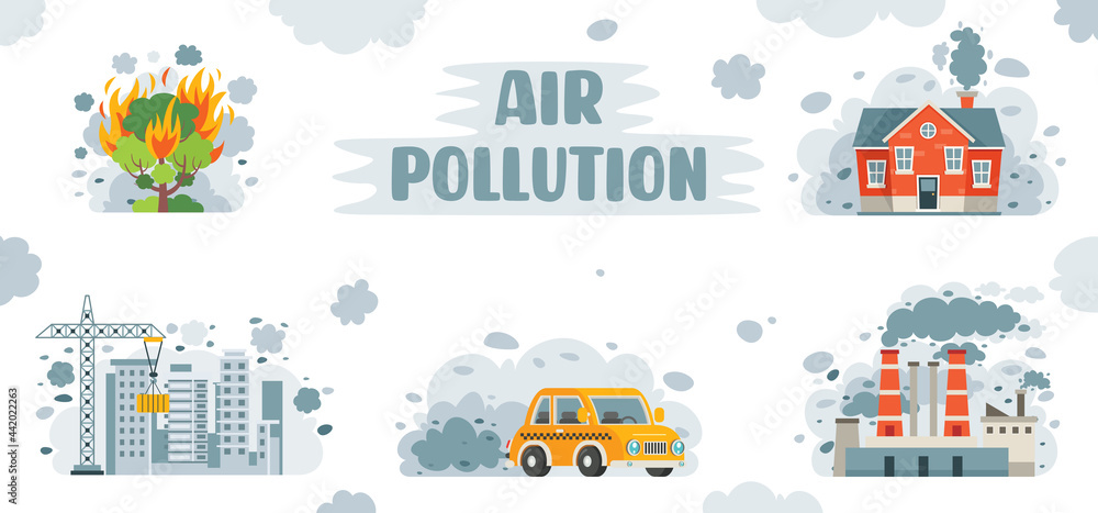 Fototapeta premium Concept Drawing Of Air Pollution