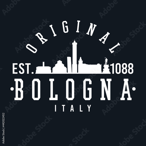 Bologna, Italy Skyline Original. A Logotype Sports College and University Style. Illustration Design Vector City.
