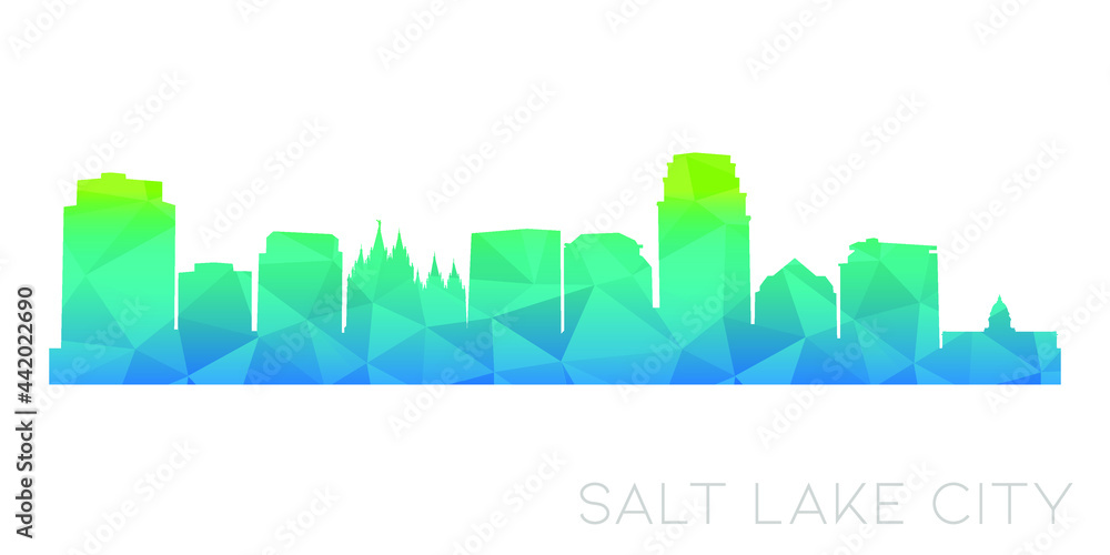 Salt Lake City, UT, USA Low Poly Skyline Clip Art City Design. Geometric Polygon Graphic Horizon Icon. Vector Illustration Symbol.