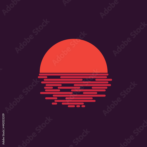 Retro sunset, sunrise logo. Vector design